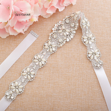 Crystal belt Beaded Rhinestones Wedding Belt Pearls Bridal Belt for Dress In Stock Wedding Accessories J131