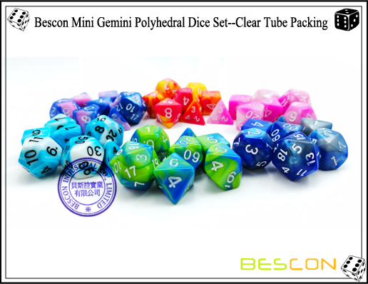 Bescon Mini Gemini Polyhedral Dice Set--Assorted Colored of 42-3
