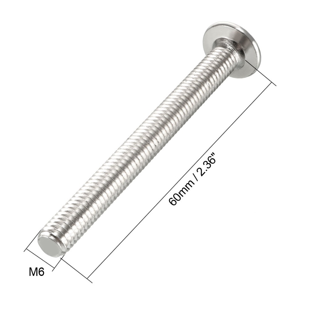 Uxcell 5pcs M6 Hex Socket Head Machine Screw Bolt Length 60mm 70mm 80mm 90mm Furniture Bolts for Joining Wood Carbon Steel