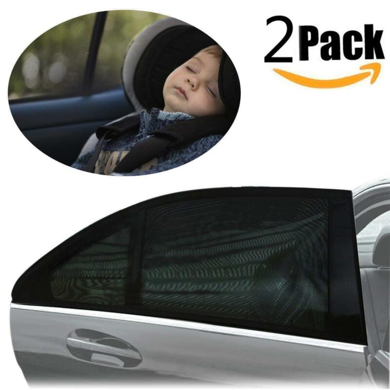 Hot sale solid 2pcs Car Rear Adjustable Black Mesh Window UV Sun Sunshine Blocker Cover Seat Shade Blind Sunshade Protector