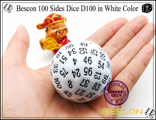 Bescon 100 Sides Dice D100 in White Color-3