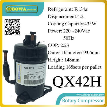 435W Cooling capacity hermetic rotary compressor (R134a) suitable for upright wine refrigerator and mini refrigerator