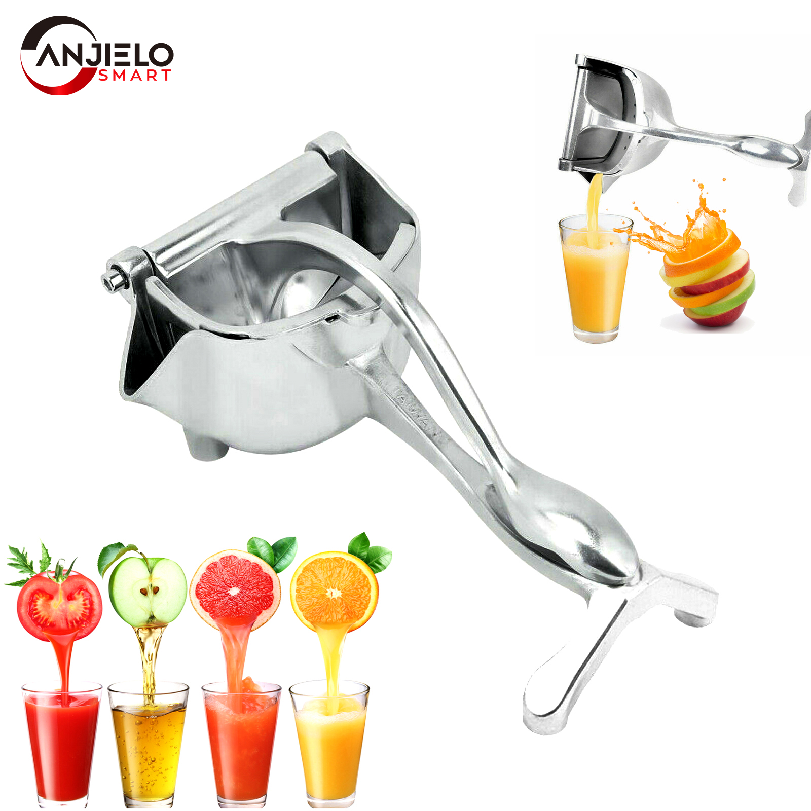 Anjielosmart Manual Juicer Handheld Lemon Citrus Squeezer Stainless Metal Juice Maker Machine Detachable Kitchen Orange Juicers