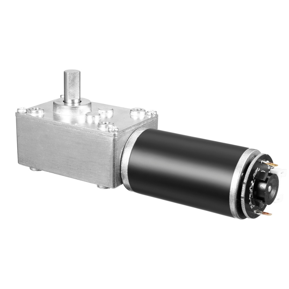 UXCELL(R) 1Pcs 25Kg.cm Self-Locking Worm Gear Motor With Encoder And Cable, High Torque Speed Reduction Motor DC 24V 74RPM