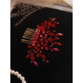 Bohe Wedding Accessories Red Crystal Bride hair comb Party for Women Girl Headdress Bridal Headwear Hair Jewelry