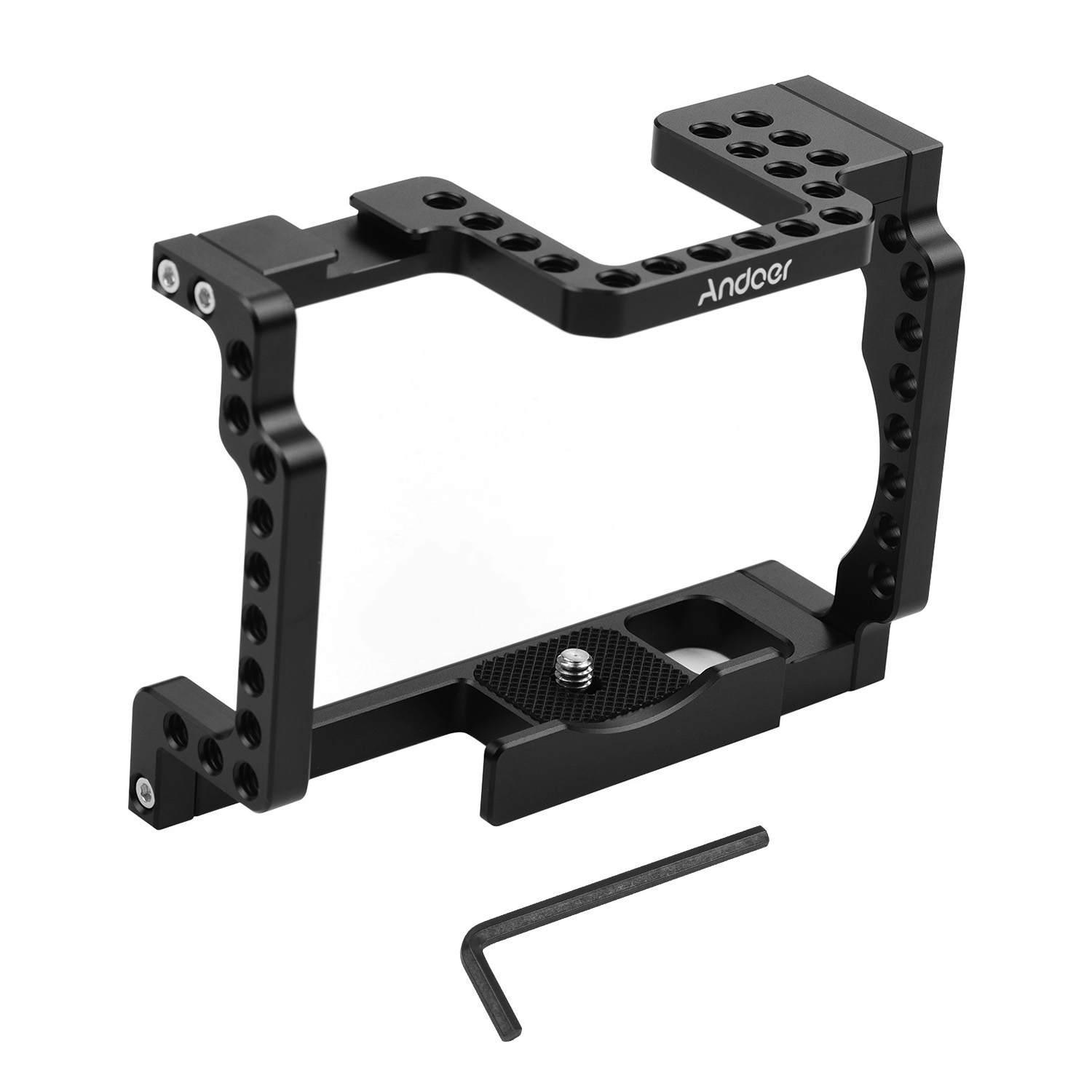 Andoer Camera Cage Rig Aluminum Alloy with Cold Shoe 1/4 Thread Compatible with Canon M50 Mirrorless Camera