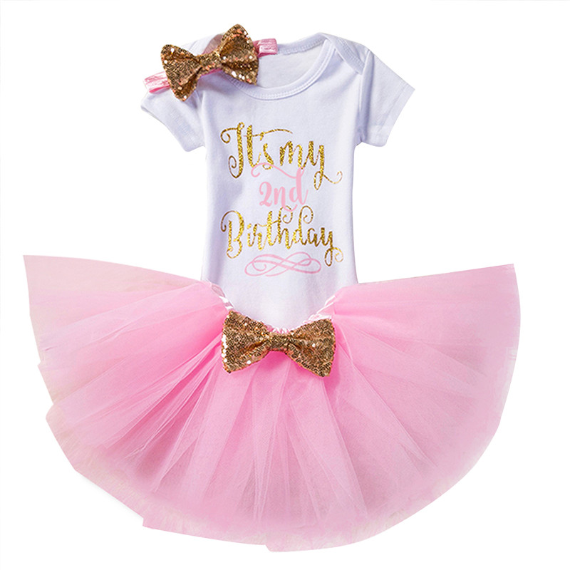 Baby 1st Birthday Party Newborn Little Girls Summer Shirt +Dress Tutu (Tops+Headband+Dress) 3pcs Costume Toddler 6 12 24 Months