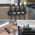 Cable Organizer 3pin 540° Rotation Magnetic Head Storage Box for Micro-USB Type-C USB Data Cable Plug Silicone Storage Device