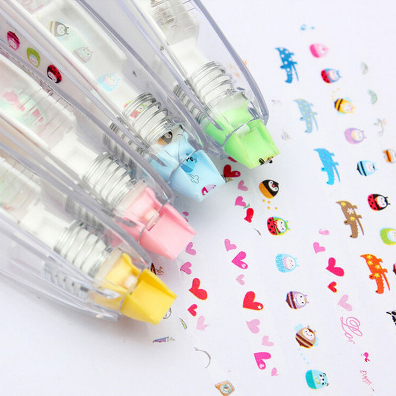 1 Pc Portable Push Correction Tape New Kawaii Decorative Student School Stationery Corrections Supplies Colors Random