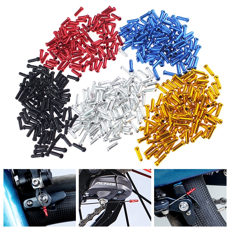 50pcs MTB Bike Bicycle Brake Shifter Inner Cable Tips Crimps Aluminum Cycling Part Shift Cables End Caps Bike Accessories