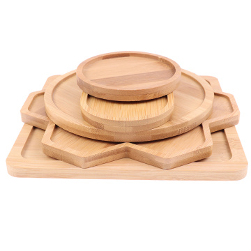 Bamboo Round Square Bowls Plates For Succulents Pots Trays Base Stander