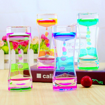 Double Color Sand Hourglasses Floating Floating Color Mix Illusion Timer Oil Glass Acrylic Hourglass Clock Home Decor