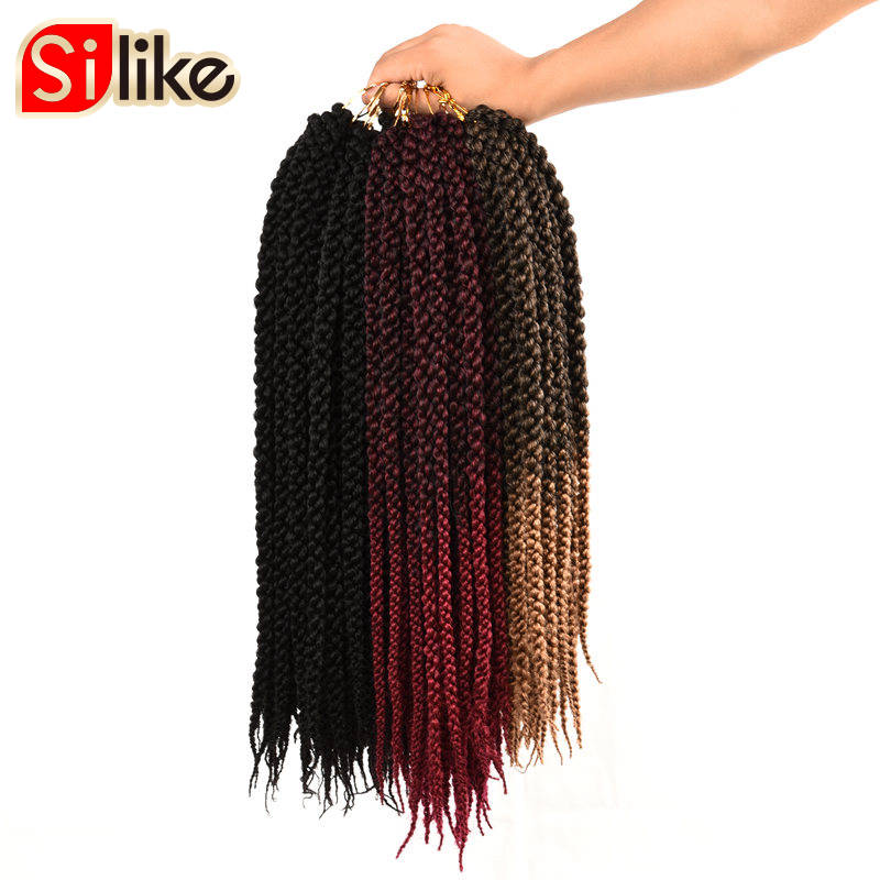 18 22 inch 3D Cubic Twist Crochet Hair 12 Strands/pack Ombre Synthetic Braids Hair Extension For Black African Women