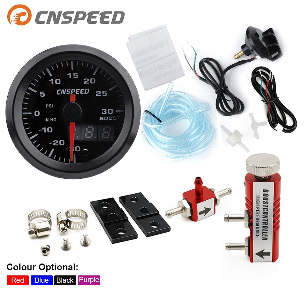 2"52mm 7 Colors LED Car Auto Turbo Boost Gauge PSI Meter Analog Digital DuaDisplay Car Meter With Sensor &Adjustable Controller