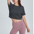 Sexy Open Back Pink Yoga Top Loose Fit Backless Sport Shirt Black Workout Tops For Women Soft Gym T Shirt