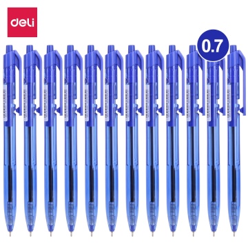 DELI Ballpoint Pen 12Pcs/Box tip 0.5mm/0.7mm EQ020/EQ021 smoothing writing low viscosity ink pens office stationery