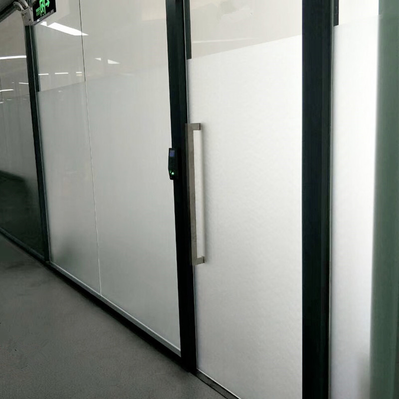 Electrostatic glue-free frosted office glass film translucent stripes sliding door partition anti-collision waist window sticker