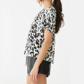 Aachoae Blouse Women 2020 Leopard Print Blouse Shirt Summer Flare Short Sleeve Casual Tops O Neck Ladies Office Shirts Blusas