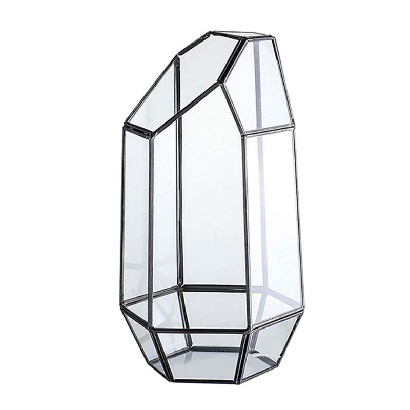 9.4in Height Indoor Tabletop Irregular Glass Geometric Air Plants Terrarium Jewerly Storage Box