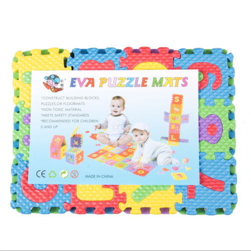 36pcs Soft Eva Foam Baby Play Floor Mat Alphabet Numbers Kid DIY Puzzle Jigsaw Size: (L)18cm x (W) 13.5cm x (H)2.0cm