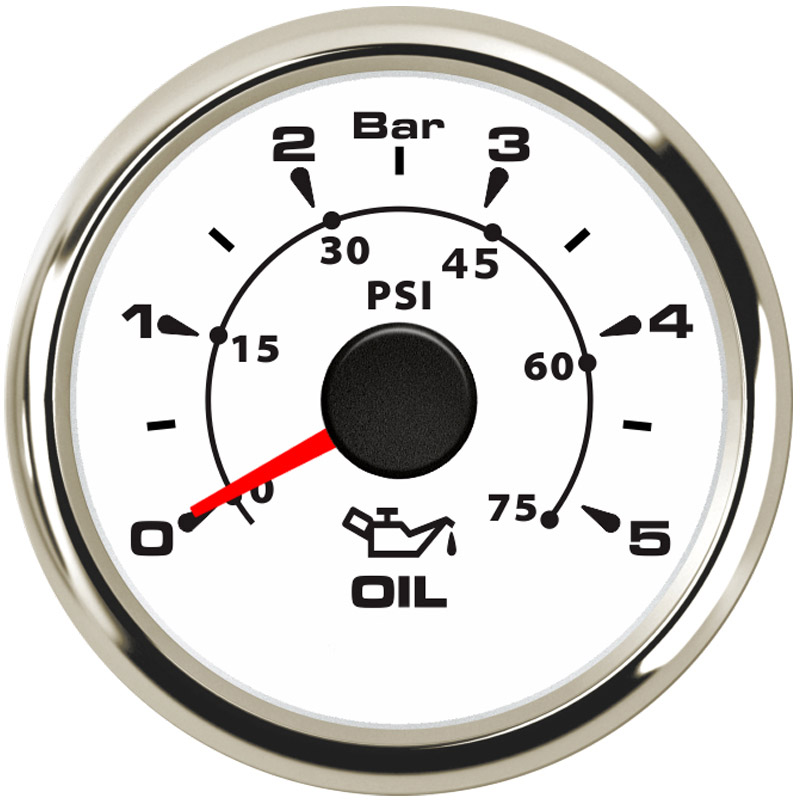 Pack of 1 52mm Pointer Oil Pressure Gauges 0-5Bar Waterproof Oil Pressure Meters 0-75psi LCD for Auto Truck Boat Vessel Yacht RV