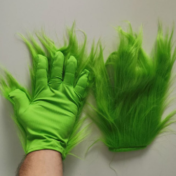 Grinch Stole Latex Christmas Gloves Cosplay X-Mas Funny Grinch Stole Costume Props Green Hair Gloves For Adult & Kids