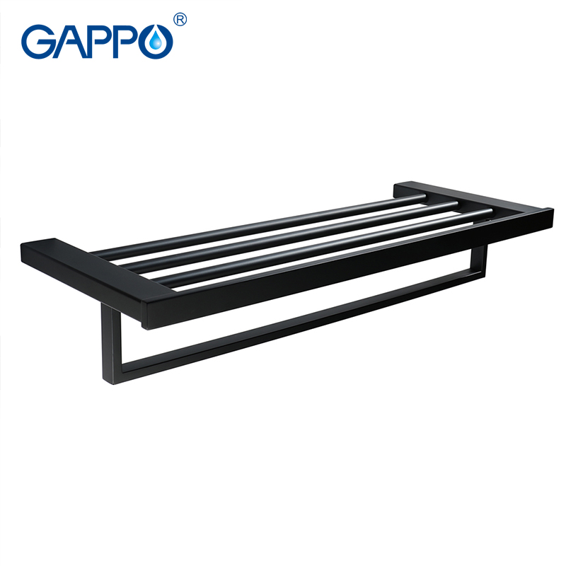 GAPPO black Towel rack stainless steel bathroom towel holder hanger rod bath hardware accessories wall mounted bath racks porte