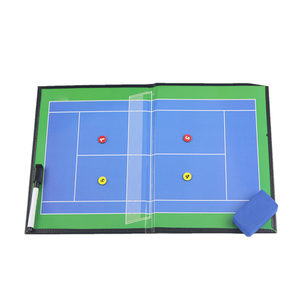 Folding Coaching Erasable Game Professional Portable Tennis Accessories Coaches With Pen Faux Leather Magnetic Tactical Board