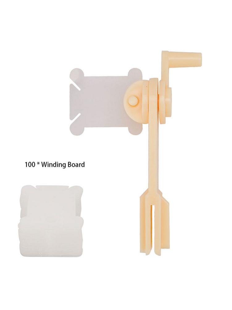 1pc String Winder and 100pcs Thread Card Embroidery Plastic Thread Bobbins Floss for Storage Holder Winding Stitch Wound Tool