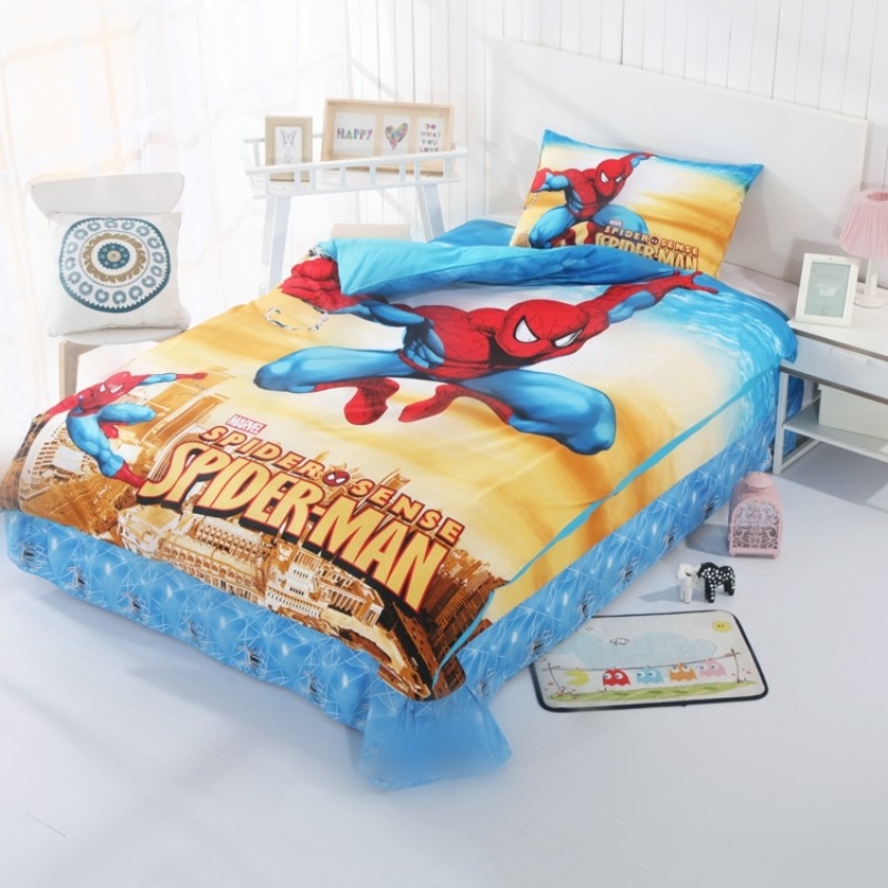 Disney Avengers Iron Man Spiderman Bedding Set 100% Cotton Duvet Cover Flatsheet Pillowcases for Baby Boys Kids Birthday Gift