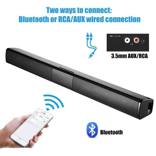 Portable Bluetooth Soundbar Speaker Wireless Sound Bar Speakers with 3 Connection Methods Home Theater Systems for TV PC