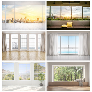 Vinyl Backdrops For Photography White Living Room French windows Curtain Wood Floor Interior View Photo Background Photo Studio