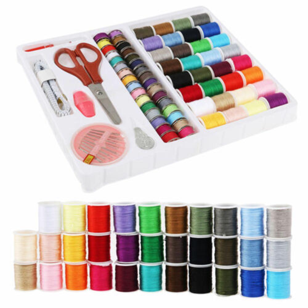 32 Colors Sewing Thread Polyester Thread Roll Sewing Machine Embroidery Thread Needles Box for Home DIY Needle Work