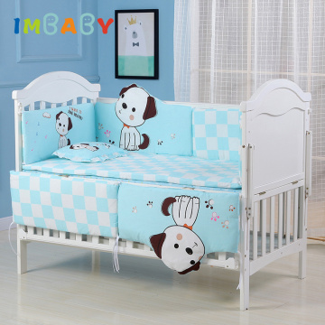 IMBABY Baby Bedding Set 5pcs Crib Sides Bedding For Children Bed Linen Baby Bed Cotton Soft Baby Bumper Pillowcase Infant Sheet