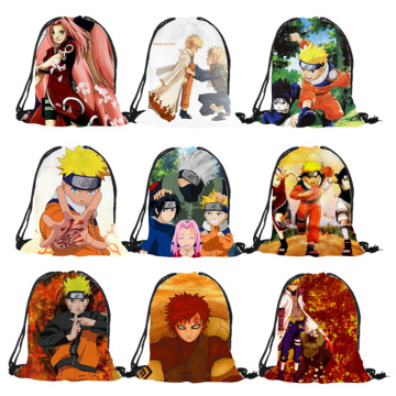 Popular comic character series Naruto prints Drawstring Backpack Mochila Feminina boys Casual Polyester Sport gym shoulder bags