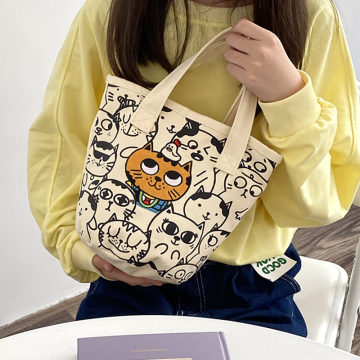 Fat Orange Cat Embroidery Large Capacity Tote Bag