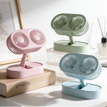 Dual-head Folding Portable Rechargeable Fan