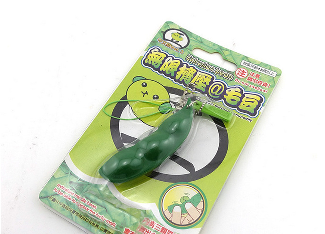 Squishy Infinite Squeeze Edamame Bean Pea Expression Chain Key Pendant Ornament Stress Relieve Decompression Toys