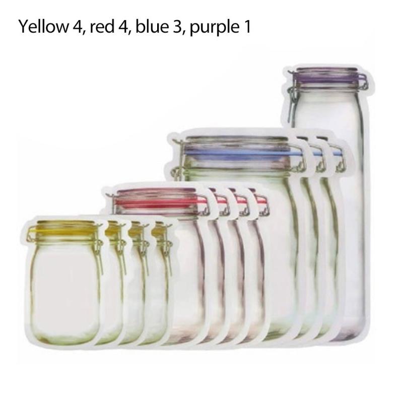 Mason Bottle Pack Jar Bag Colorful 10/12pcs Reusable Snack Mobile Hermetic Freezer Ziplock Household Kitchen Travel Seal Pouch