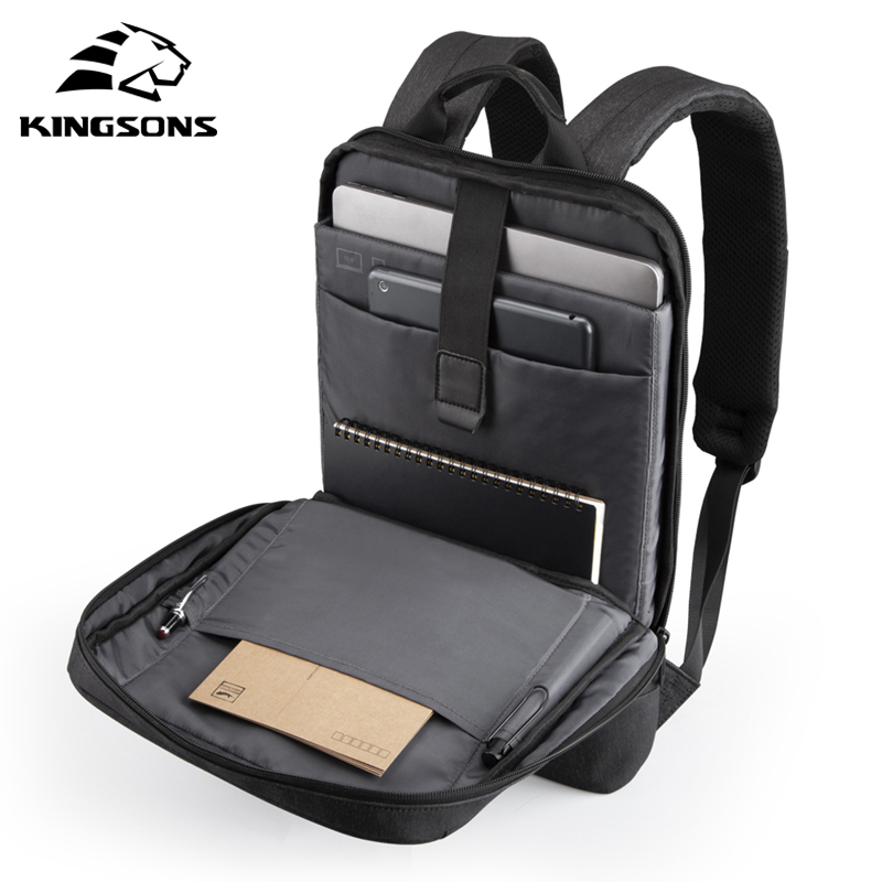 Kingsons New 15.6 Inch Laptop Backpack Male Splash-proof USB Charging Backpacks Teenagers Schoolbag Ultra-thin Mochila