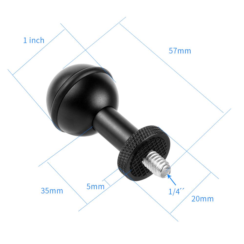BGNING 1inch Ball Head Adapter 1/4 M5 Adjustable Screw Fixed Mount Anti-loose Camera Underwater Diving Photography Bracket