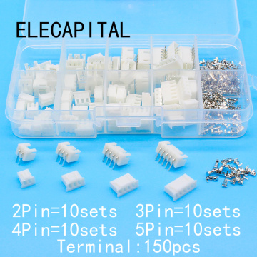 40 sets Kit in box 2p 3p 4p 5pin Right angle 2.54mm Pitch Terminal / Housing / Pin Header Connector Adaptor XH Kits