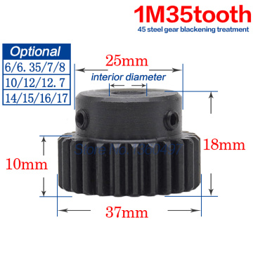 Spur Gear pinion 1M 35T 35Teeth Mod 1 Width 10mm Bore 6mm 7mm 8mm Right Teeth 45# steel major gear cnc gear rack transmission RC