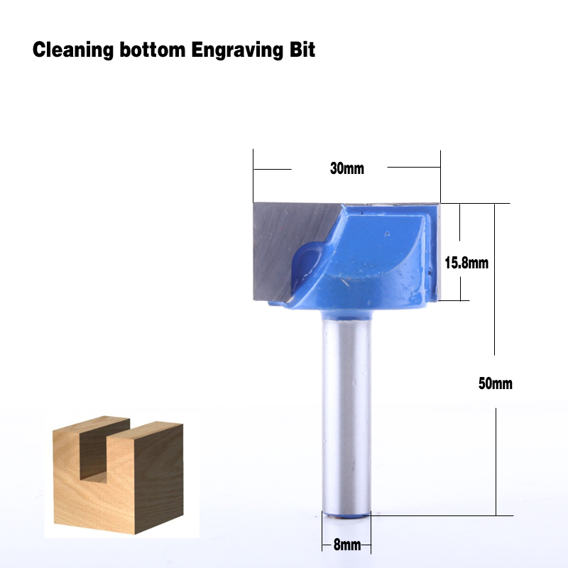 4pcs 8mm Cleaning bottom Engraving Bit solid carbide router bit 10,15,22,30mm Diameter CNC milling cutter endmill for wood