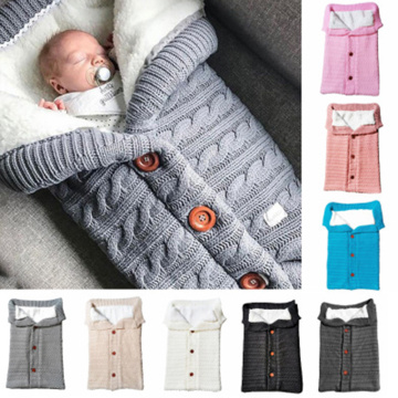 Let'S Make Winter Baby Sleeping Bag Stroller Newborns Solid Color Acrylic Knitted Children'S Buttons Envelope Sleeping Bag