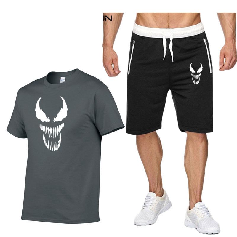 Men's T shirts Tracksuit venom 2 Pcs/Set Sports Suit Fitness Compression Clothes Running Jogging Sport Wear Exercise Workout