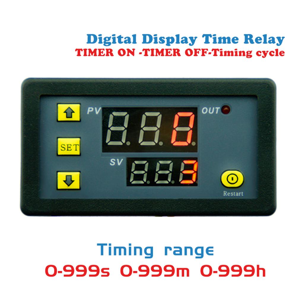 12V Timing Delay Timer Relay Module Digital LED Dual Display Cycle 0-999 Hours Adjustable Power Supplies Mayitr