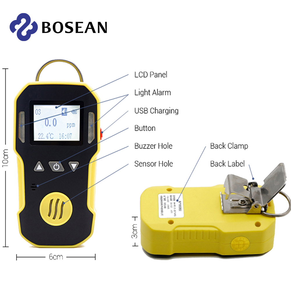Portable Ozone Gas Detector O3 Meter ABS Shell Water, Dust & Explosion Proof USB Rechargeable 0-5000ppm for Ozono generator