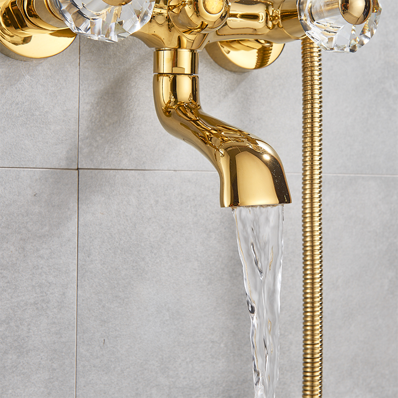 Telephone Style Golden Waterfall Bathtub Faucet Bathroom Faucet Brass Bath Faucet Waterfall Rotatb Spout Shower Faucet