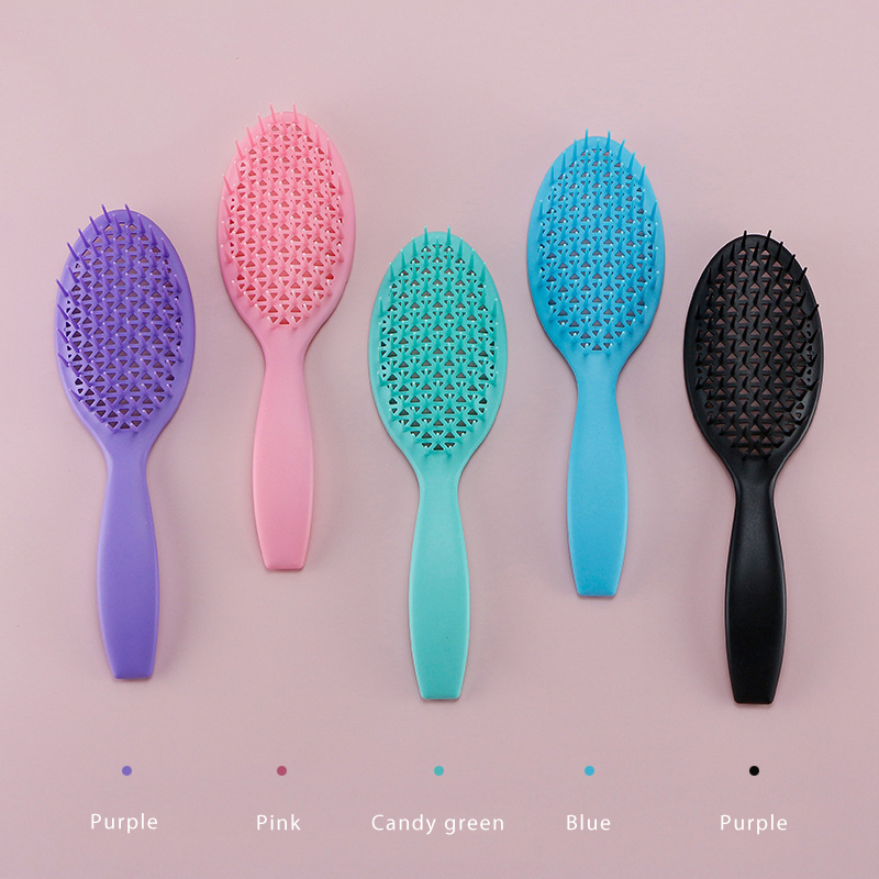 2 Pcs Candy Color Massage Comb For Curly Hair Hollow Smooth Hair Comb Oval Mesh Hairdressing Comb Effectively Open Tangled Hair